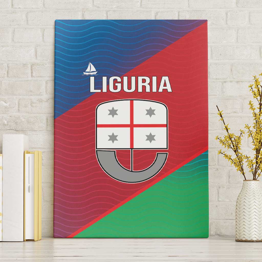 Italy Liguria Canvas Wall Art Emblem With Flag Style - Wonder Print Shop