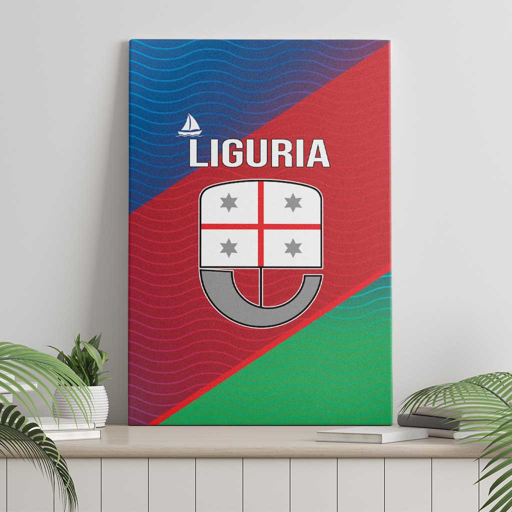Italy Liguria Canvas Wall Art Emblem With Flag Style - Wonder Print Shop