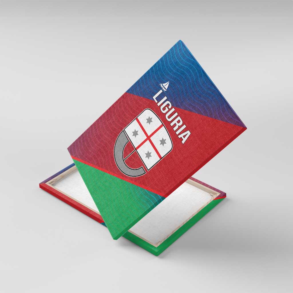 Italy Liguria Canvas Wall Art Emblem With Flag Style - Wonder Print Shop