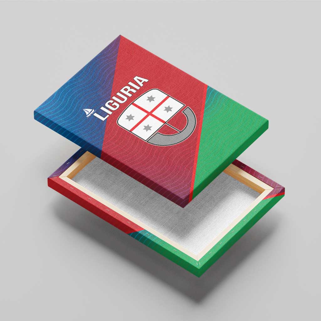 Italy Liguria Canvas Wall Art Emblem With Flag Style - Wonder Print Shop