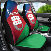 Italy Liguria Car Seat Cover Emblem With Flag Style - Wonder Print Shop