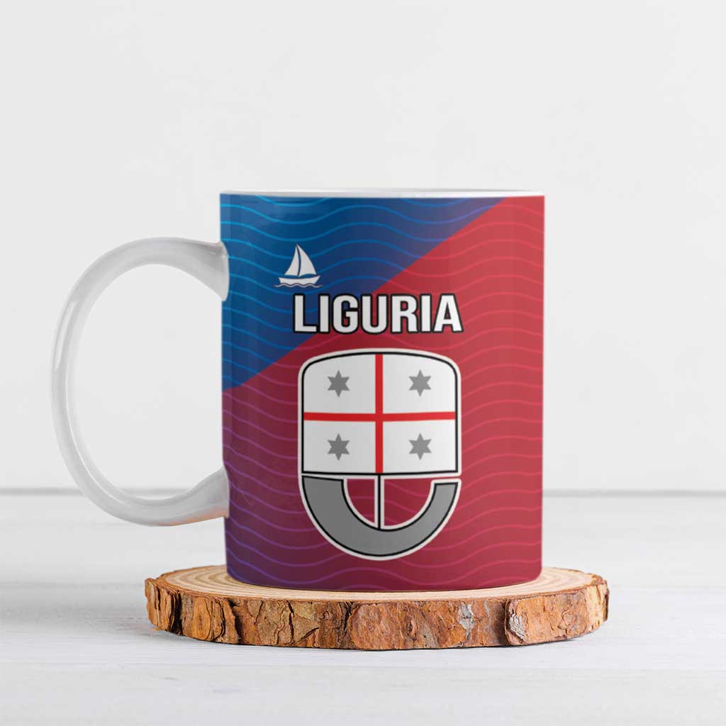 Italy Liguria Ceramic Mug Emblem With Flag Style - Wonder Print Shop