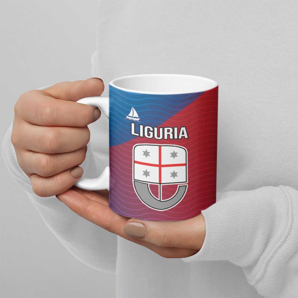 Italy Liguria Ceramic Mug Emblem With Flag Style - Wonder Print Shop
