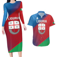 Italy Liguria Couples Matching Long Sleeve Bodycon Dress and Hawaiian Shirt Emblem With Flag Style LT19