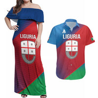 Italy Liguria Couples Matching Off Shoulder Maxi Dress and Hawaiian Shirt Emblem With Flag Style LT19