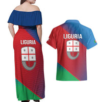Italy Liguria Couples Matching Off Shoulder Maxi Dress and Hawaiian Shirt Emblem With Flag Style LT19