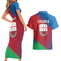 Italy Liguria Couples Matching Short Sleeve Bodycon Dress and Hawaiian Shirt Emblem With Flag Style LT19