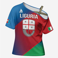 Italy Liguria Cross Shoulder Shirt Emblem With Flag Style - Wonder Print Shop