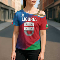 Italy Liguria Cross Shoulder Shirt Emblem With Flag Style - Wonder Print Shop