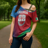 Italy Liguria Cross Shoulder Shirt Emblem With Flag Style - Wonder Print Shop