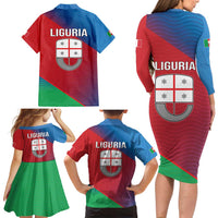Italy Liguria Family Matching Long Sleeve Bodycon Dress and Hawaiian Shirt Emblem With Flag Style LT19