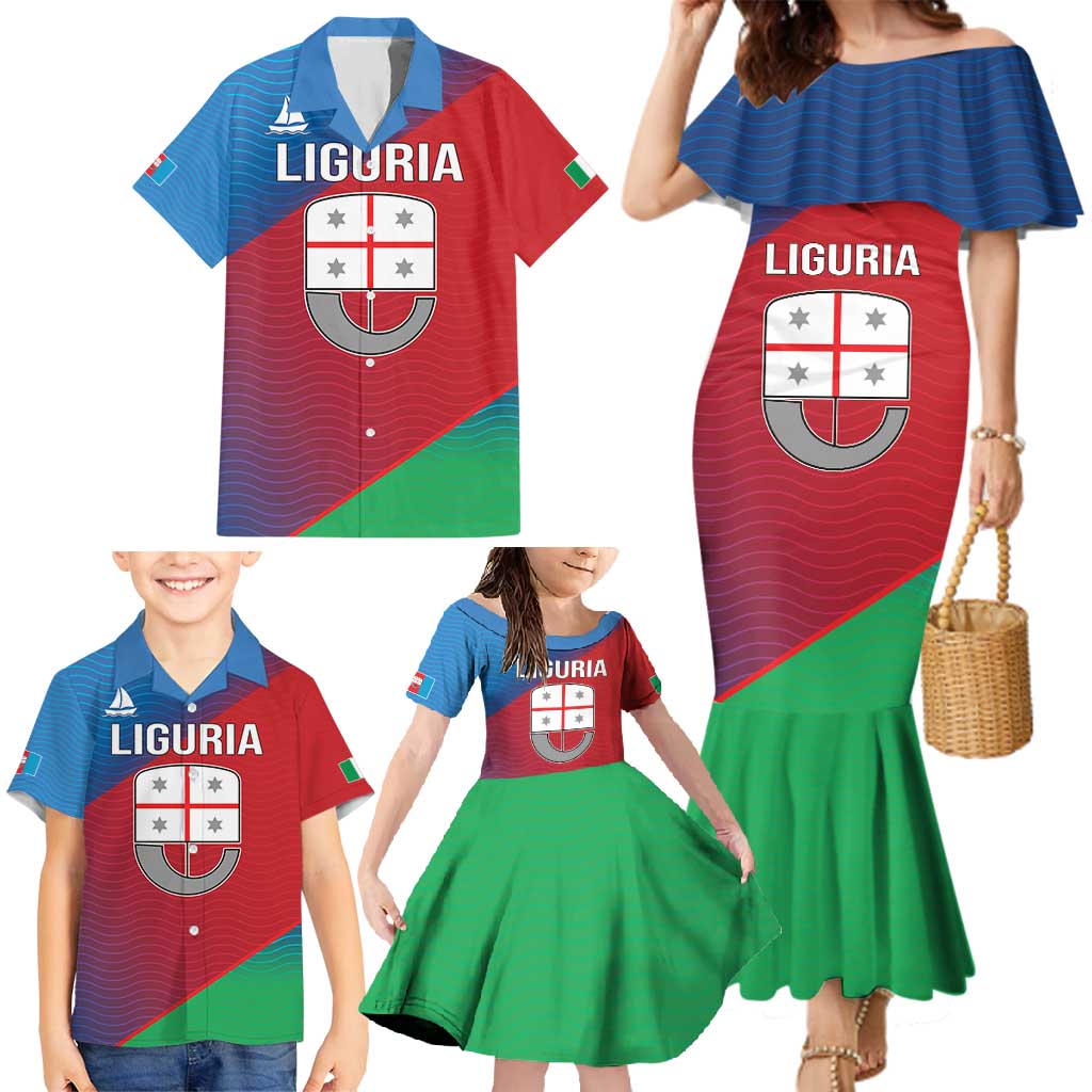 Italy Liguria Family Matching Mermaid Dress and Hawaiian Shirt Emblem With Flag Style LT19