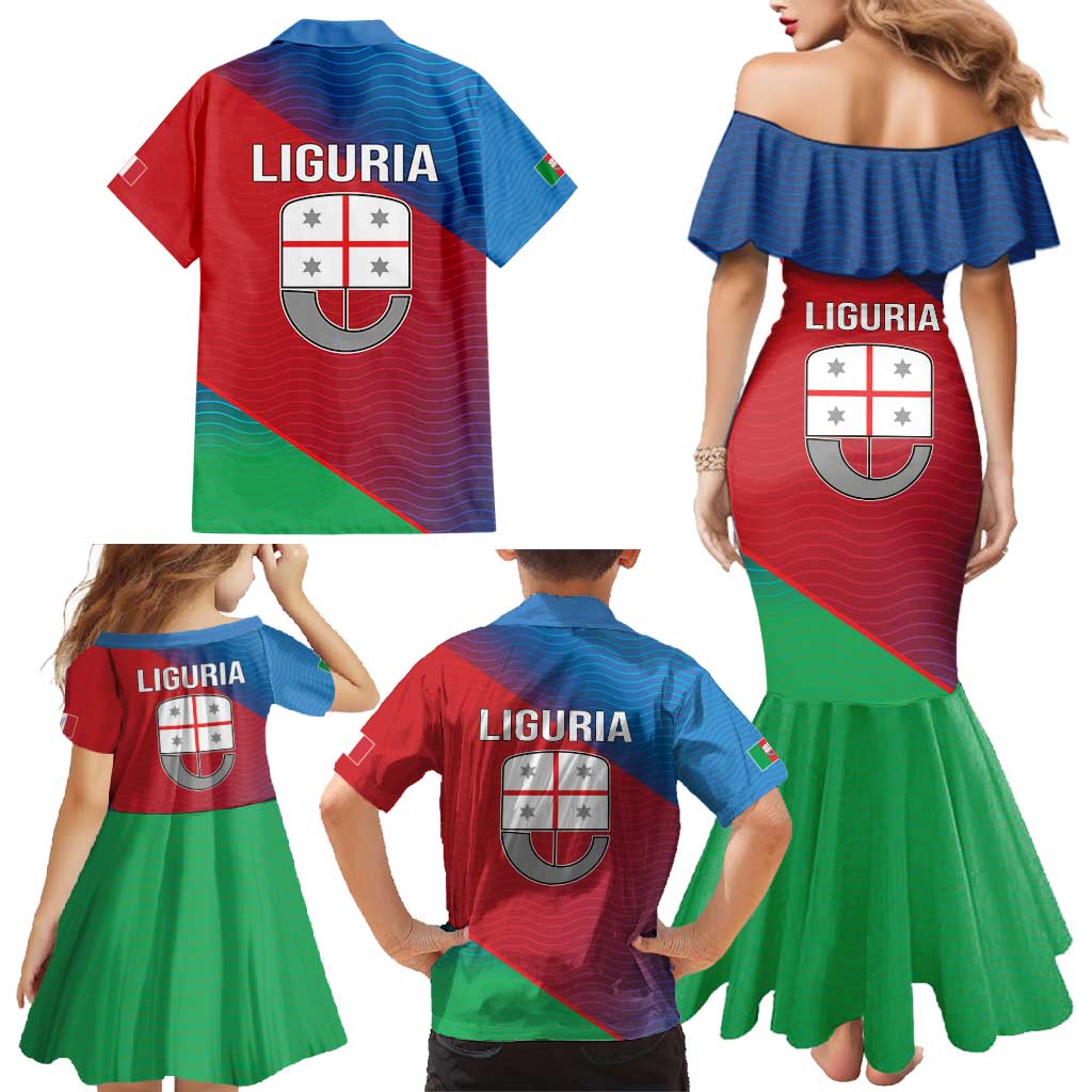 Italy Liguria Family Matching Mermaid Dress and Hawaiian Shirt Emblem With Flag Style LT19