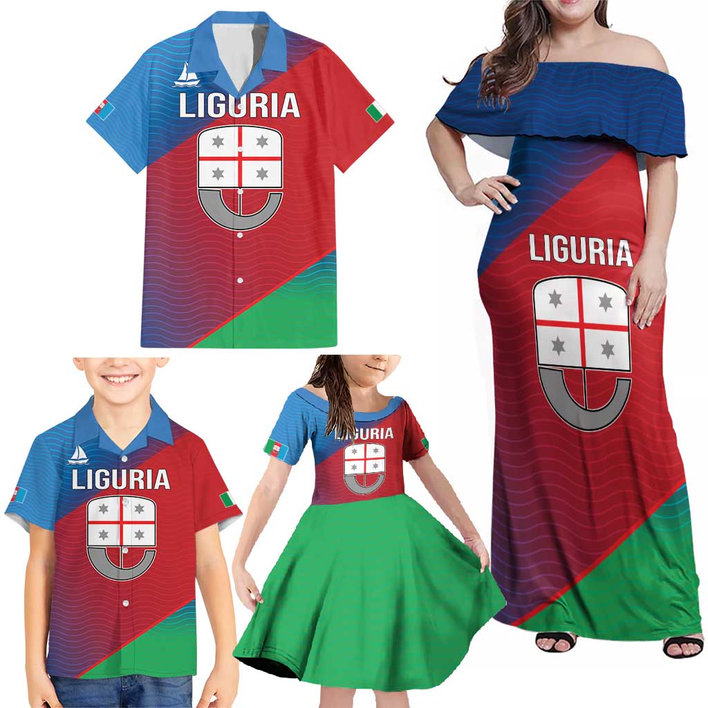 Italy Liguria Family Matching Off Shoulder Maxi Dress and Hawaiian Shirt Emblem With Flag Style LT19