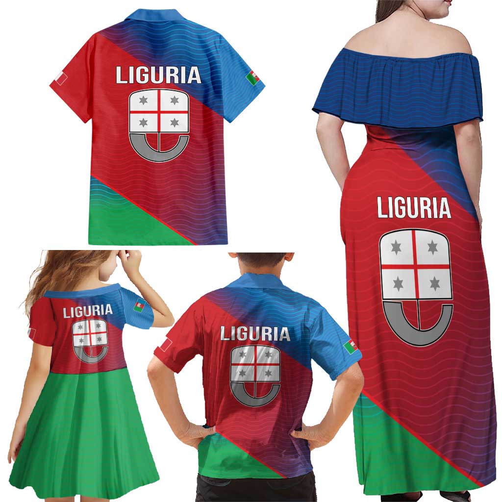 Italy Liguria Family Matching Off Shoulder Maxi Dress and Hawaiian Shirt Emblem With Flag Style LT19