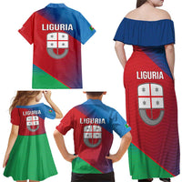 Italy Liguria Family Matching Off Shoulder Maxi Dress and Hawaiian Shirt Emblem With Flag Style LT19