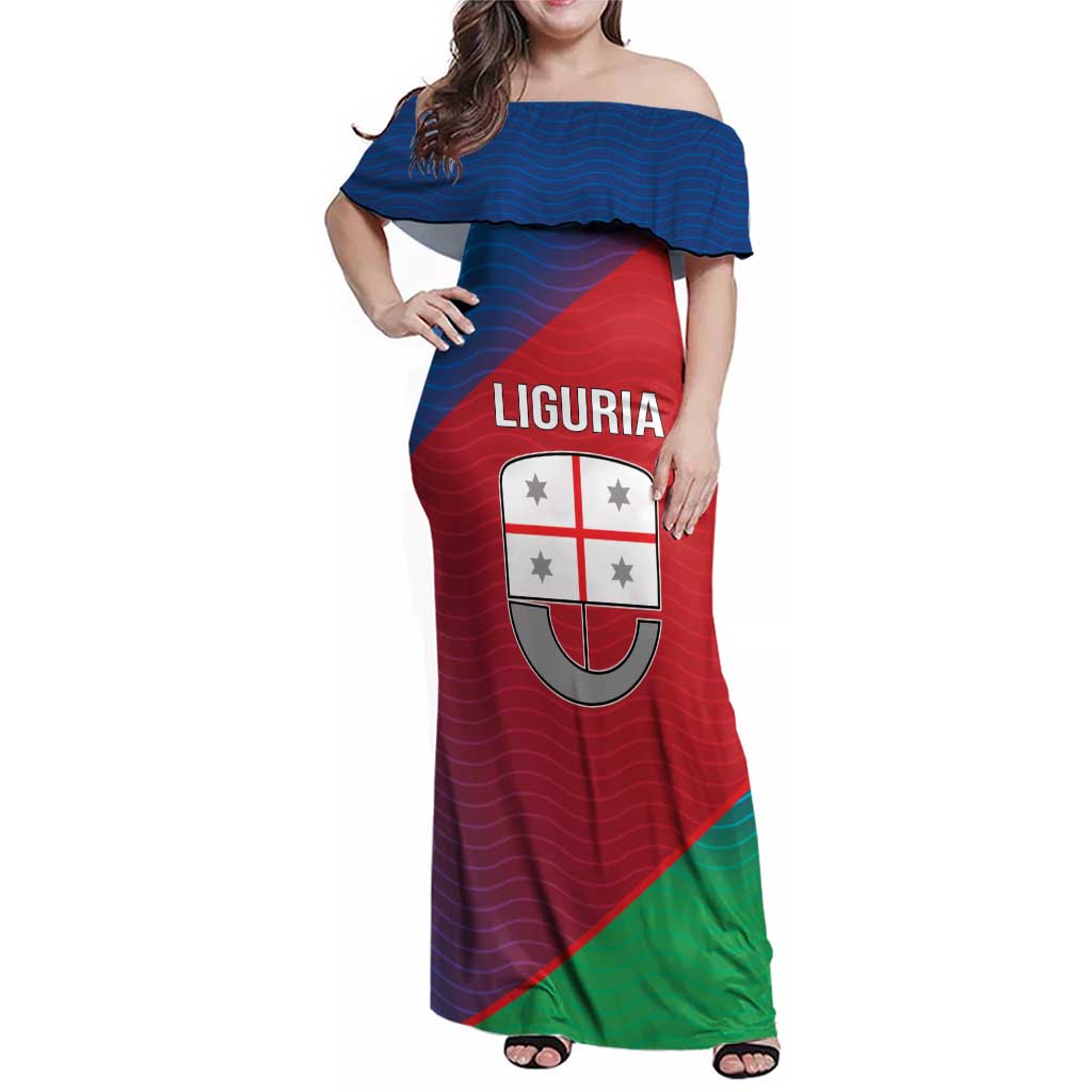 Italy Liguria Family Matching Off Shoulder Maxi Dress and Hawaiian Shirt Emblem With Flag Style LT19