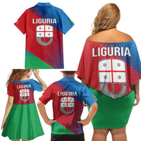 Italy Liguria Family Matching Off Shoulder Short Dress and Hawaiian Shirt Emblem With Flag Style LT19