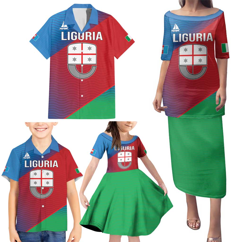 Italy Liguria Family Matching Puletasi and Hawaiian Shirt Emblem With Flag Style LT19