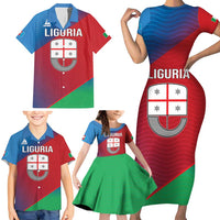 Italy Liguria Family Matching Short Sleeve Bodycon Dress and Hawaiian Shirt Emblem With Flag Style LT19