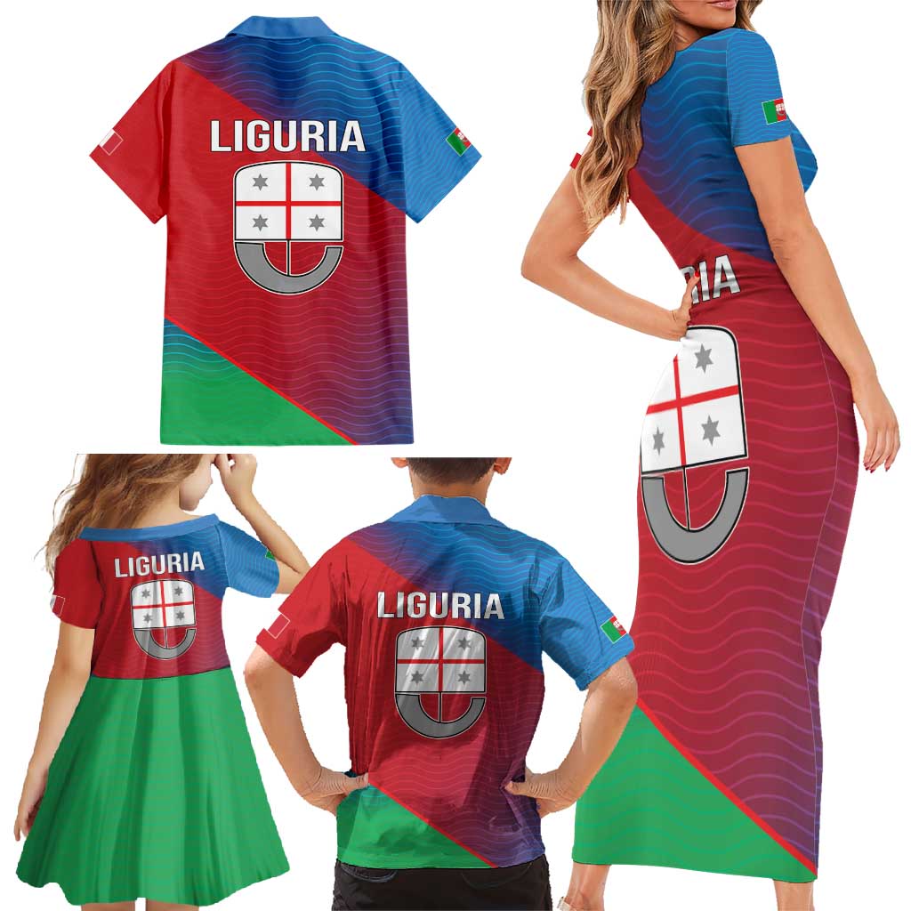 Italy Liguria Family Matching Short Sleeve Bodycon Dress and Hawaiian Shirt Emblem With Flag Style LT19