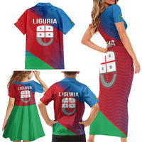 Italy Liguria Family Matching Short Sleeve Bodycon Dress and Hawaiian Shirt Emblem With Flag Style LT19