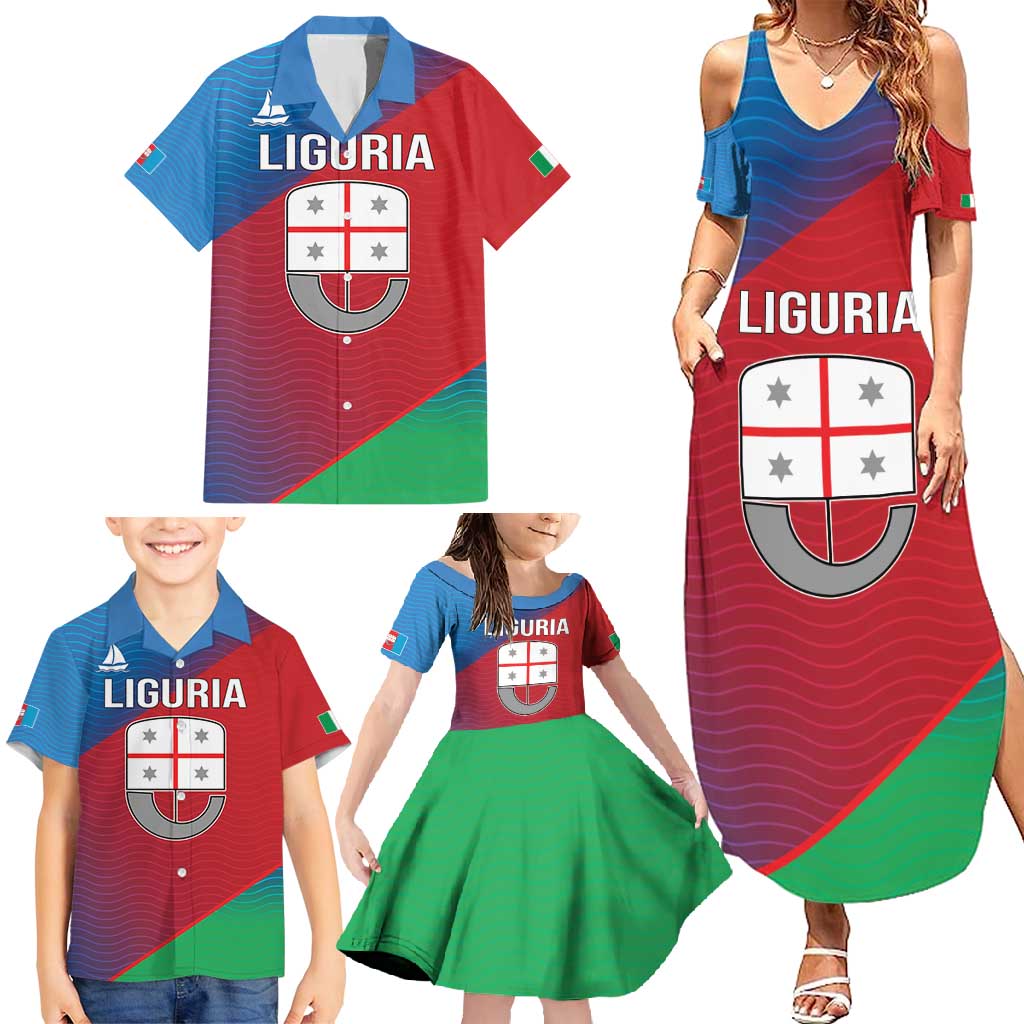 Italy Liguria Family Matching Summer Maxi Dress and Hawaiian Shirt Emblem With Flag Style LT19