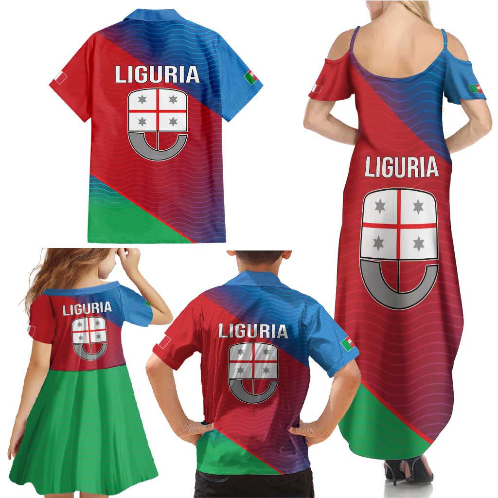 Italy Liguria Family Matching Summer Maxi Dress and Hawaiian Shirt Emblem With Flag Style LT19
