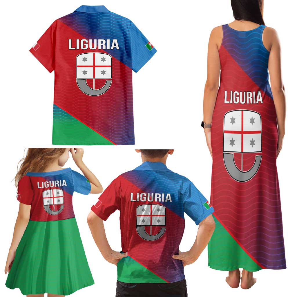Italy Liguria Family Matching Tank Maxi Dress and Hawaiian Shirt Emblem With Flag Style LT19