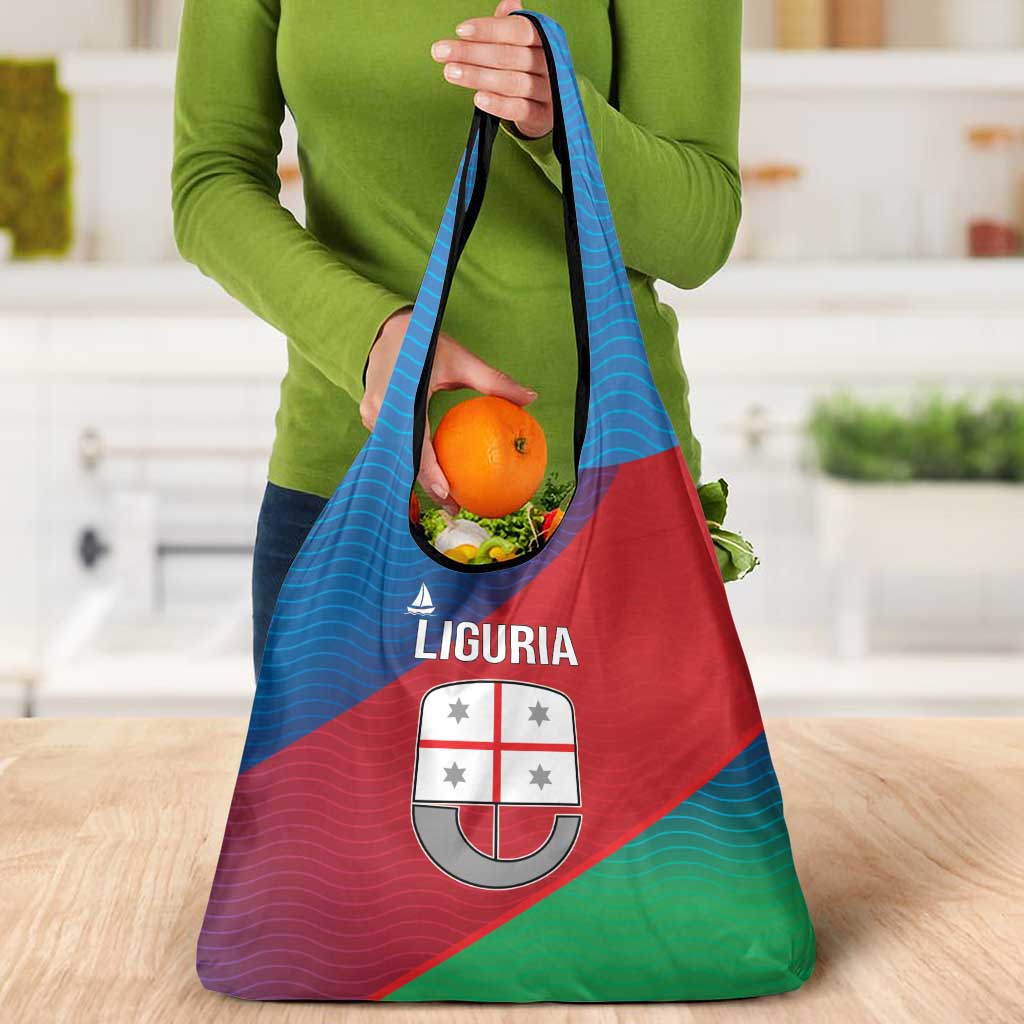 Italy Liguria Grocery Bag Emblem With Flag Style - Wonder Print Shop