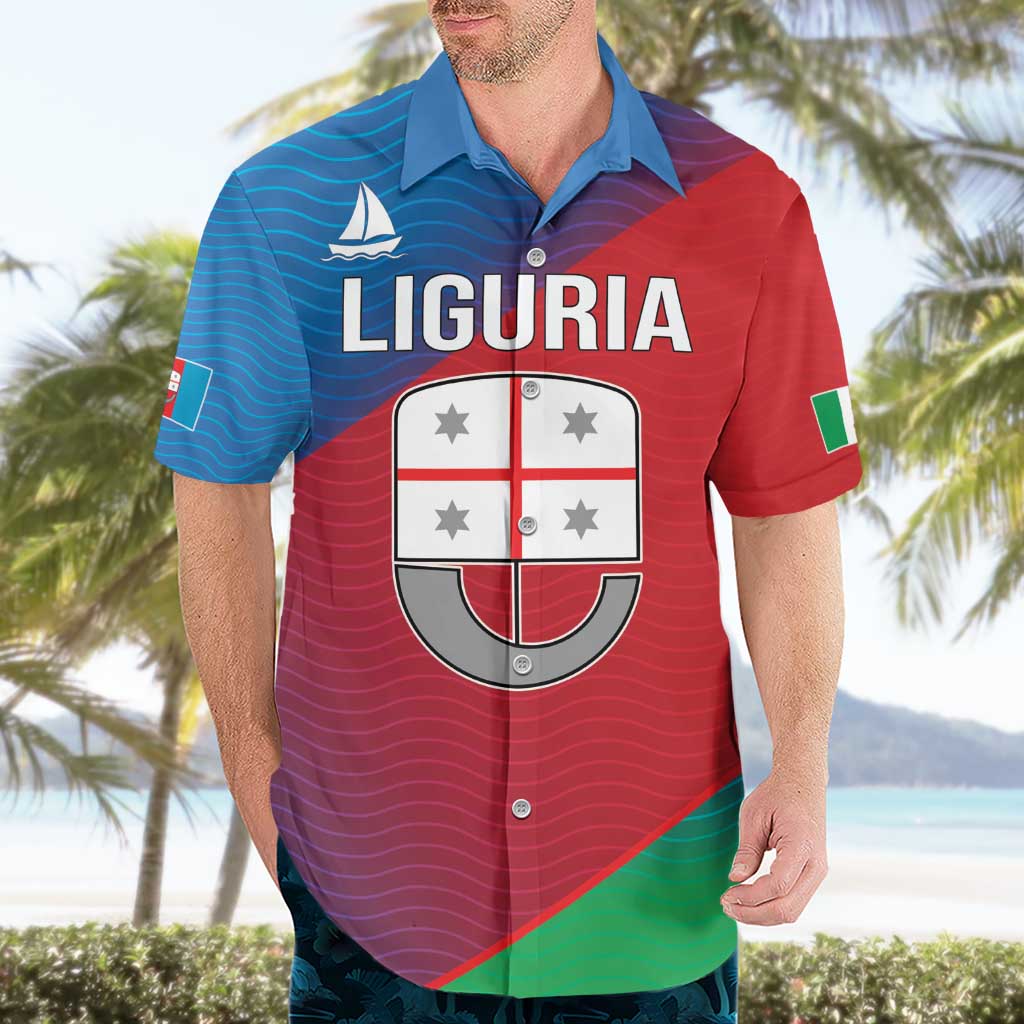 Italy Liguria Hawaiian Shirt Emblem With Flag Style LT19