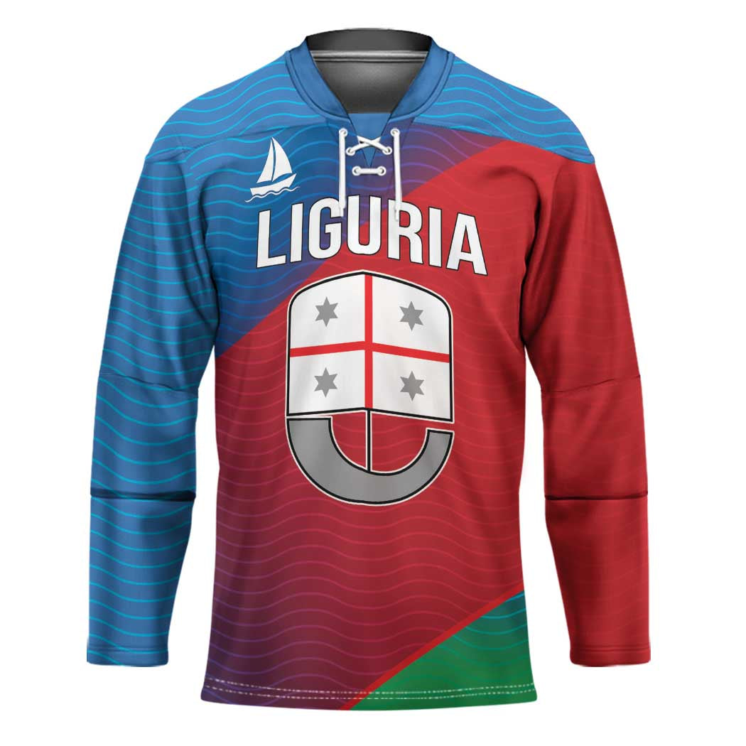 Italy Liguria Hockey Jersey Emblem With Flag Style - Wonder Print Shop