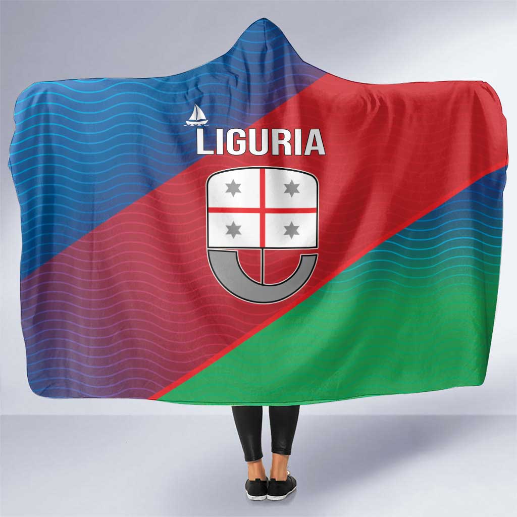 Italy Liguria Hooded Blanket Emblem With Flag Style - Wonder Print Shop