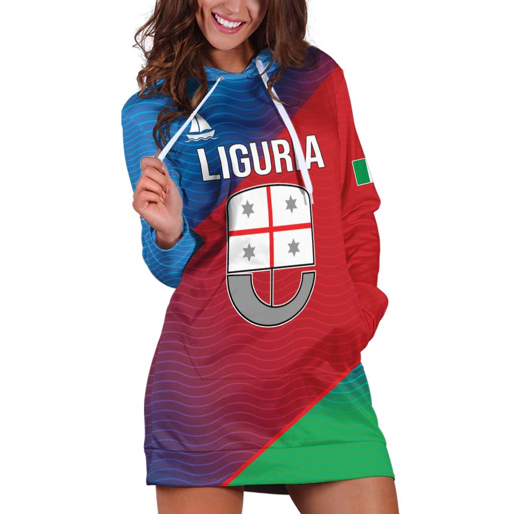 Italy Liguria Hoodie Dress Emblem With Flag Style LT19