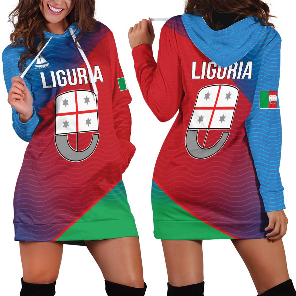 Italy Liguria Hoodie Dress Emblem With Flag Style LT19