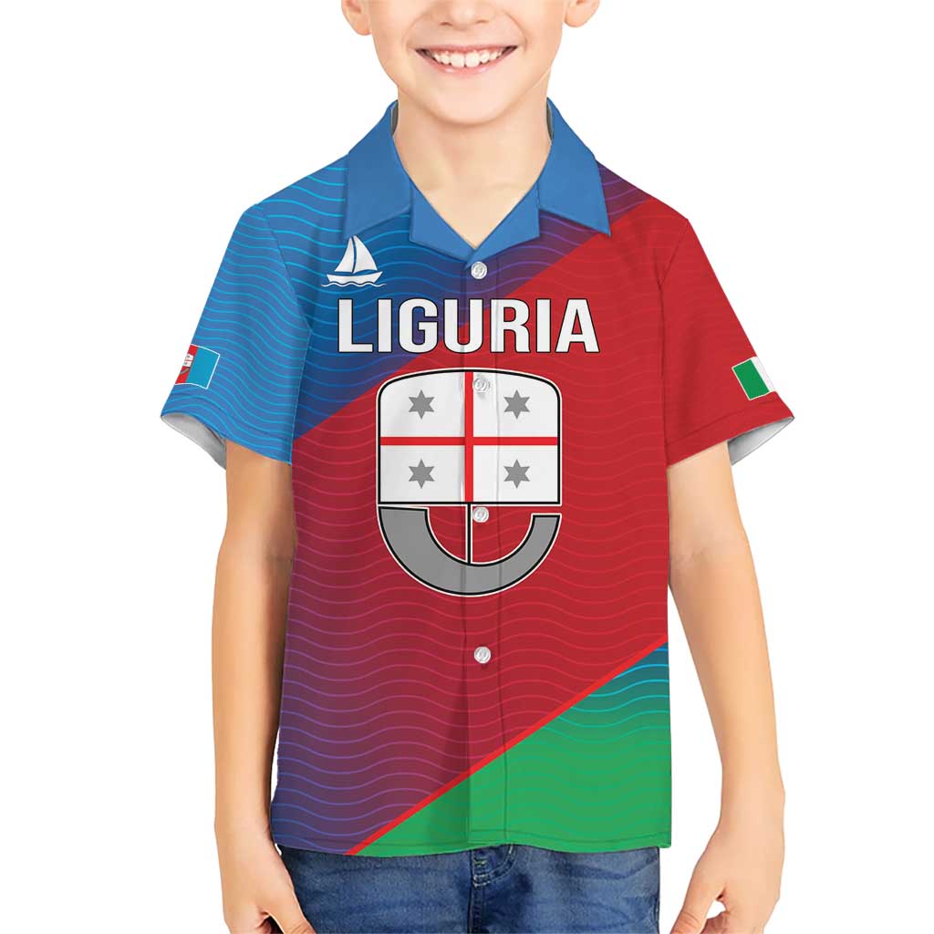 Italy Liguria Kid Hawaiian Shirt Emblem With Flag Style LT19