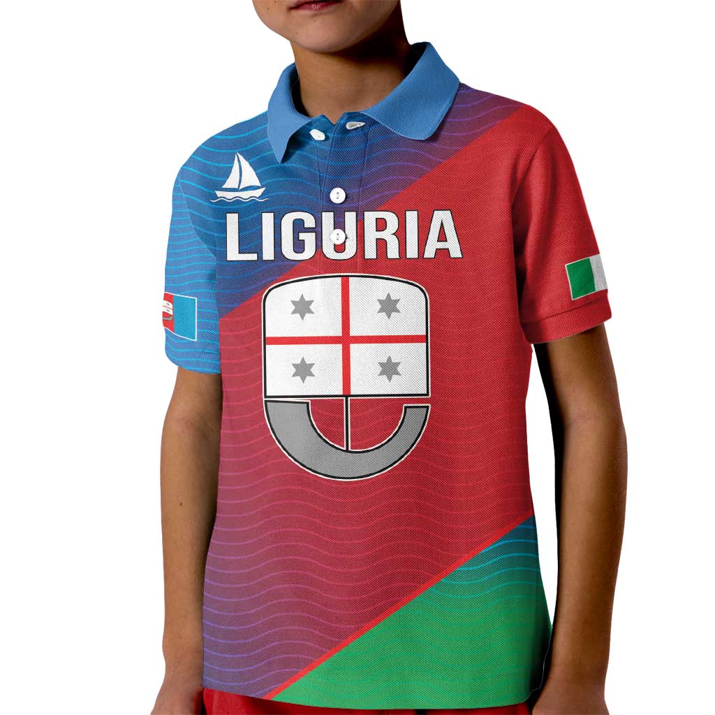 Italy Liguria Kid Polo Shirt Emblem With Flag Style LT19