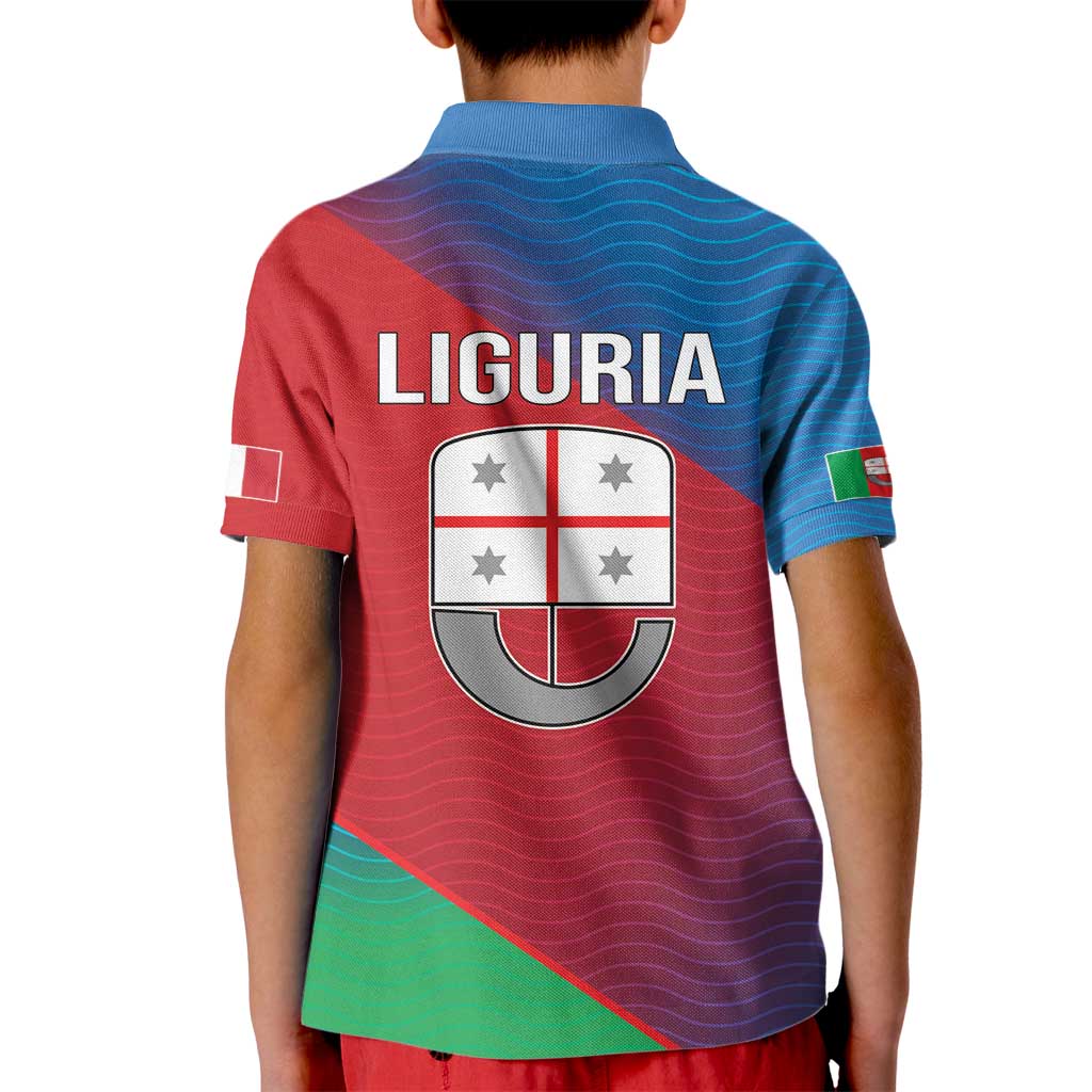 Italy Liguria Kid Polo Shirt Emblem With Flag Style LT19