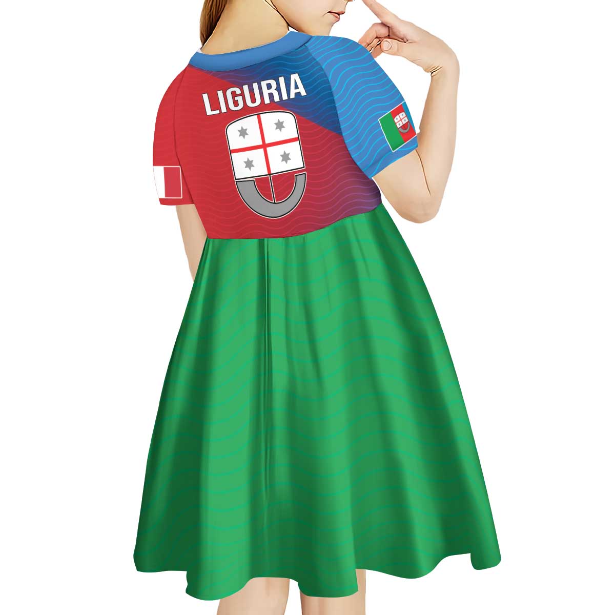 Italy Liguria Kid Short Sleeve Dress Emblem With Flag Style LT19