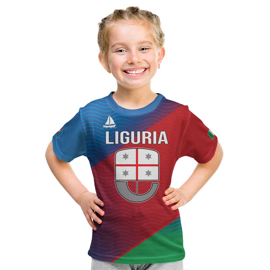 Italy Liguria Kid T Shirt Emblem With Flag Style LT19