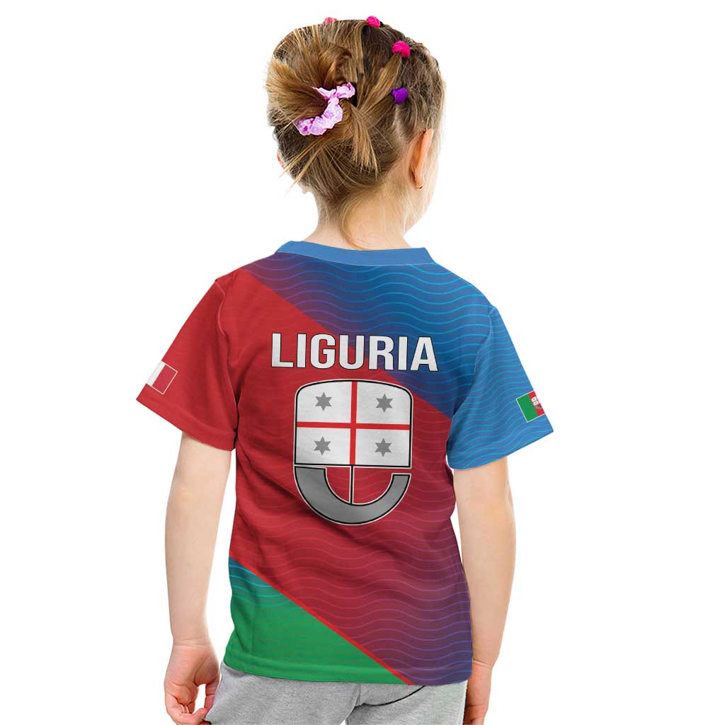 Italy Liguria Kid T Shirt Emblem With Flag Style LT19