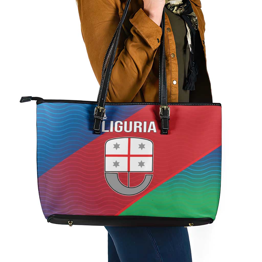 Italy Liguria Leather Tote Bag Emblem With Flag Style - Wonder Print Shop