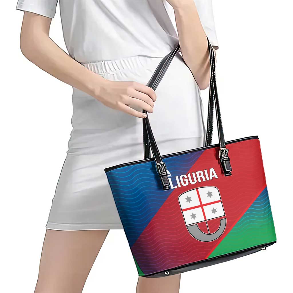 Italy Liguria Leather Tote Bag Emblem With Flag Style - Wonder Print Shop