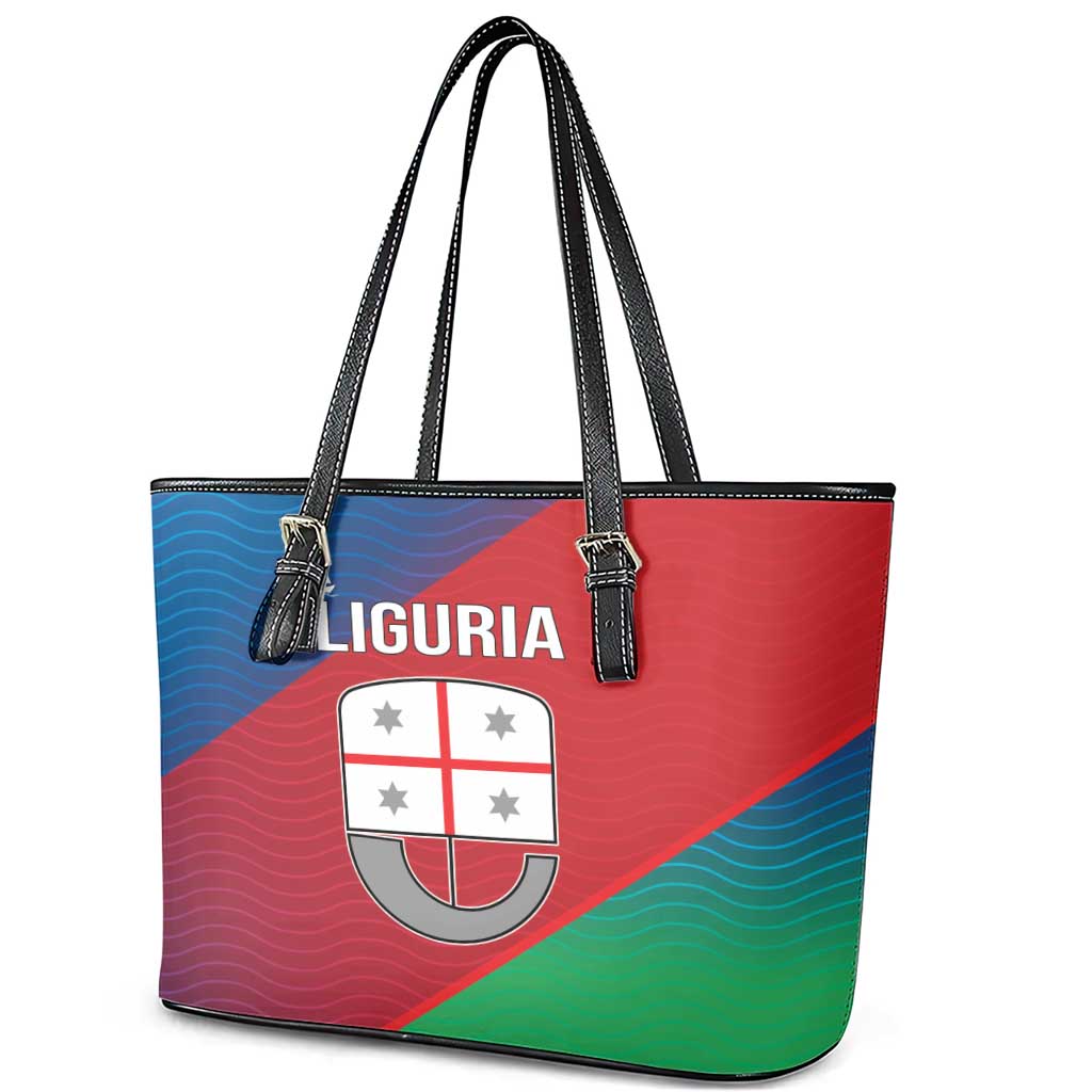 Italy Liguria Leather Tote Bag Emblem With Flag Style - Wonder Print Shop