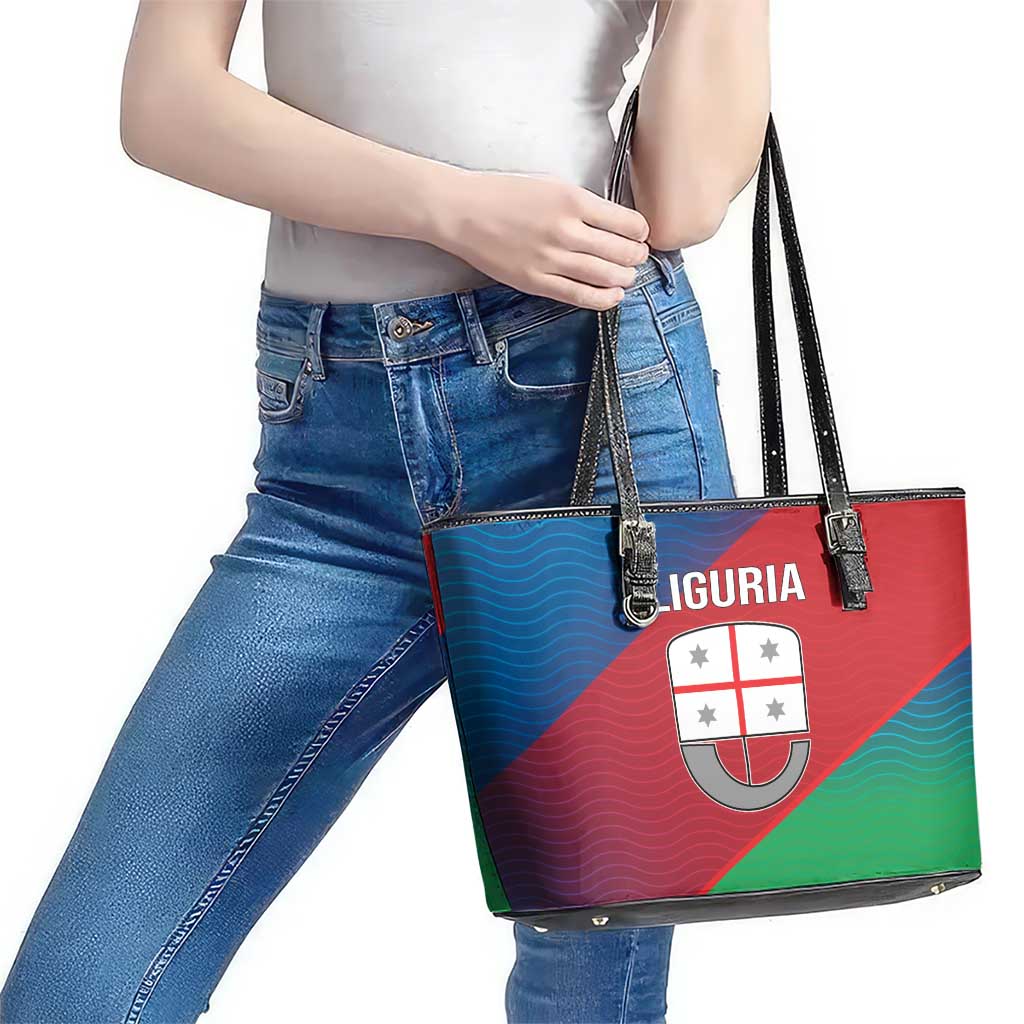 Italy Liguria Leather Tote Bag Emblem With Flag Style - Wonder Print Shop