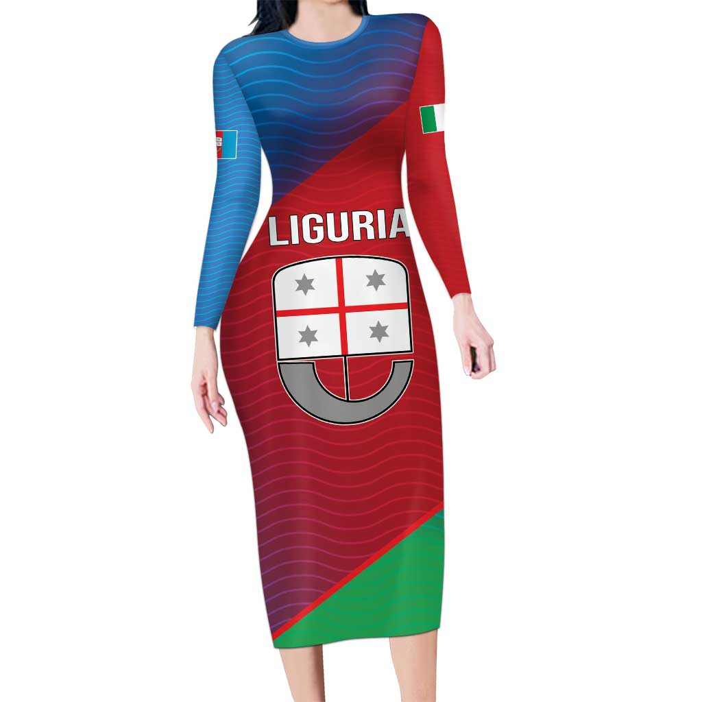 Italy Liguria Long Sleeve Bodycon Dress Emblem With Flag Style LT19