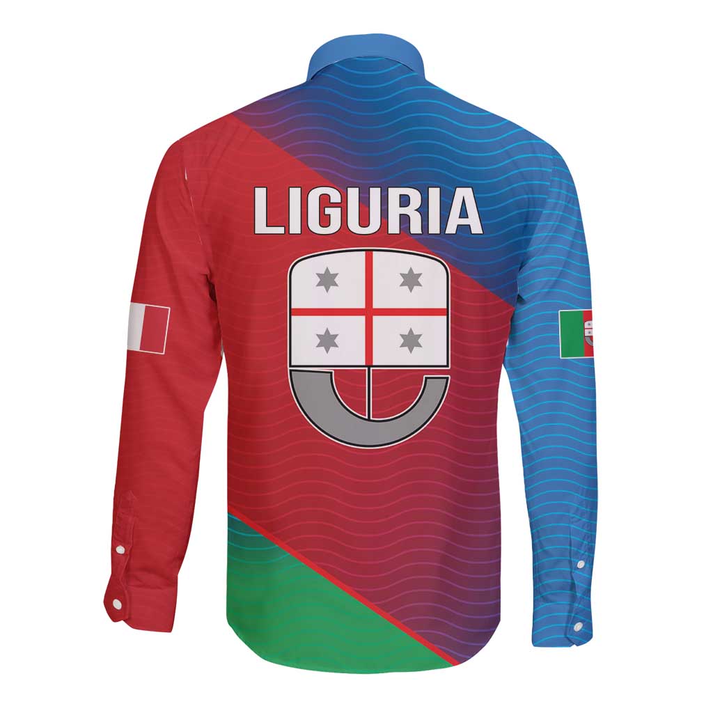 Italy Liguria Long Sleeve Button Shirt Emblem With Flag Style LT19