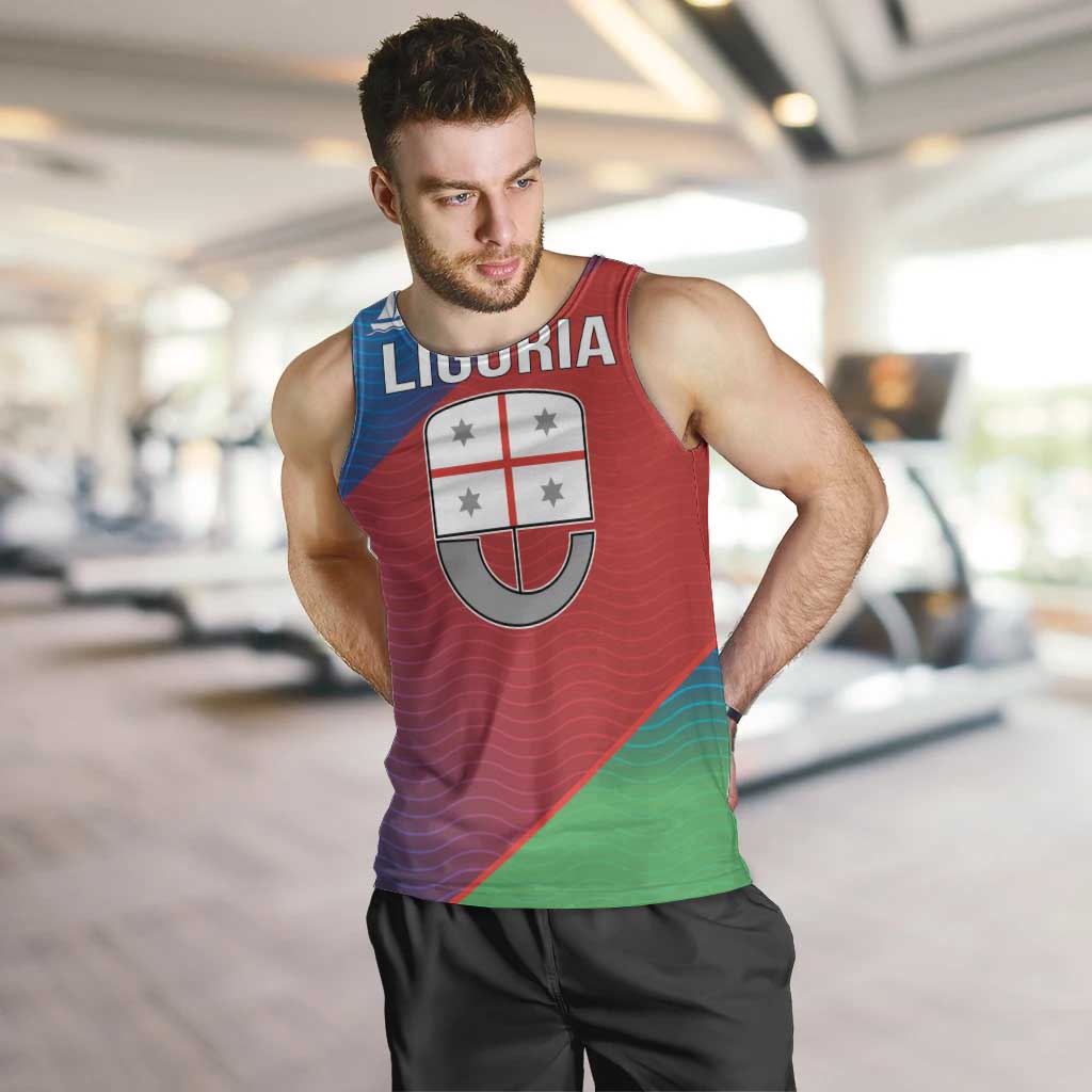 Italy Liguria Men Tank Top Emblem With Flag Style LT19