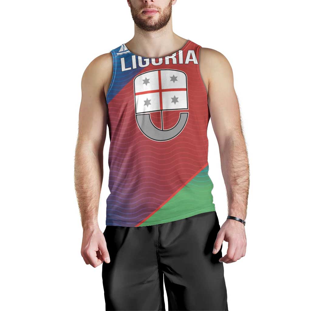 Italy Liguria Men Tank Top Emblem With Flag Style LT19