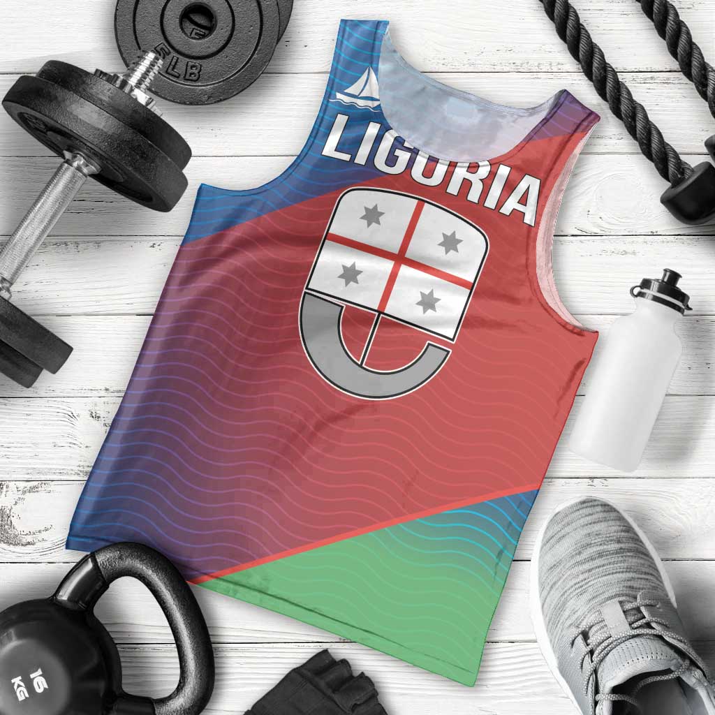 Italy Liguria Men Tank Top Emblem With Flag Style LT19
